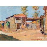 SEGUNDO, RICARDO (1903 - 1983). "Casas de pueblo". Óleo sobre lienzo pegado a cartón. 21 x 15,5