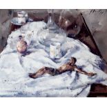 QUERALT, JAUME (1949 - ). "Un drap blanc...". O/L. 55 x 46. Firmado en el ángulo superior derecho