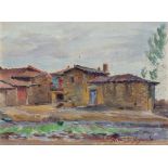 SEGUNDO, RICARDO (1903 - 1983). "Casas de pueblo". Óleo sobre lienzo pegado a tabla. 15,5 x 21 cm.