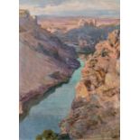 BILBAO MARTÍNEZ, GONZALO (1860 - 1938). "Vista de cañón". Óleo sobre lienzo. 56 x 43 cm. Firmado "G.