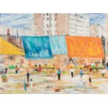 HESS, GISELA (1938 - ). "Mercado Ninot". Óleo sobre lienzo. 60 x 81 cm. Firmado y fechado (68) en