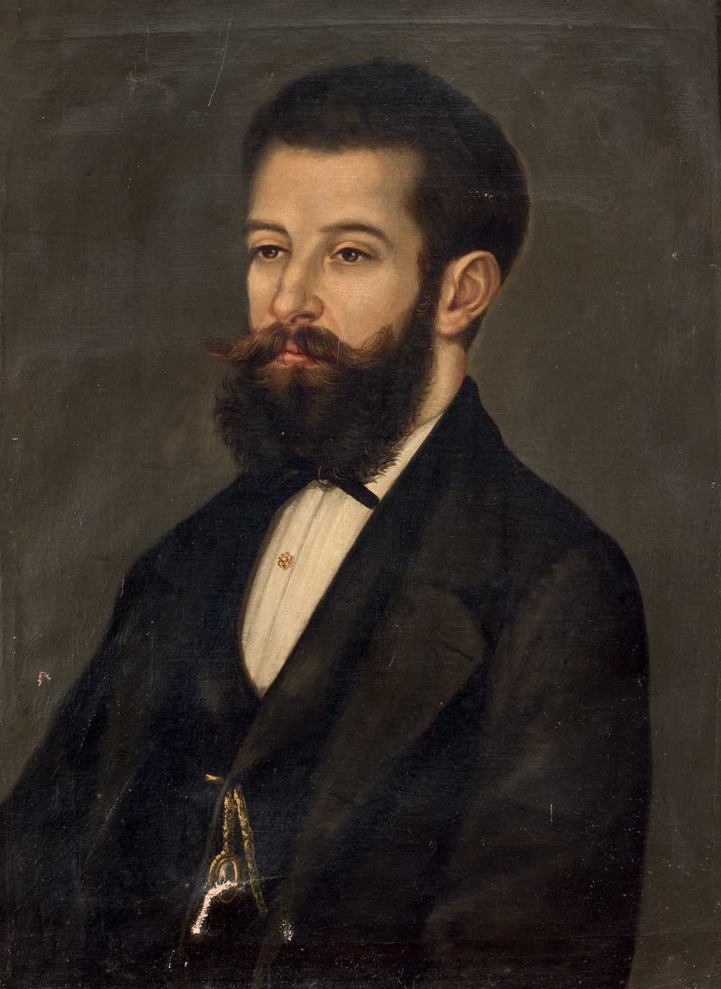 ESCUELA ESPAÑOLA S. XIX. "Retrato de caballero". Óleo sobre lienzo. 72 x 54,5 cm. Lienzo con