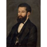 ESCUELA ESPAÑOLA S. XIX. "Retrato de caballero". Óleo sobre lienzo. 72 x 54,5 cm. Lienzo con