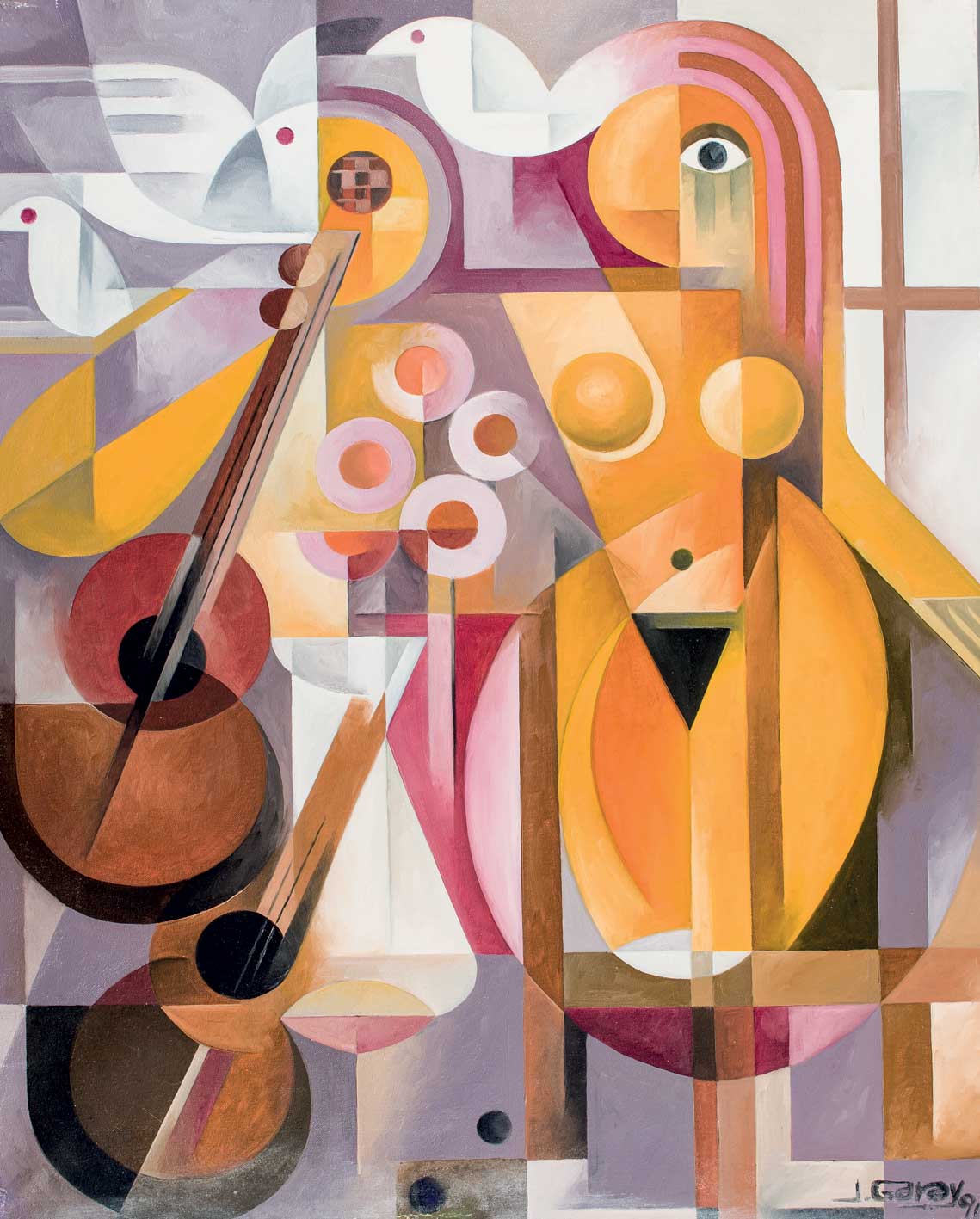 GARAY, JAIME (1953 - ). "Composición imaginaria". Técnica  mixta sobre lienzo. 81 x 65 cm. Firmado