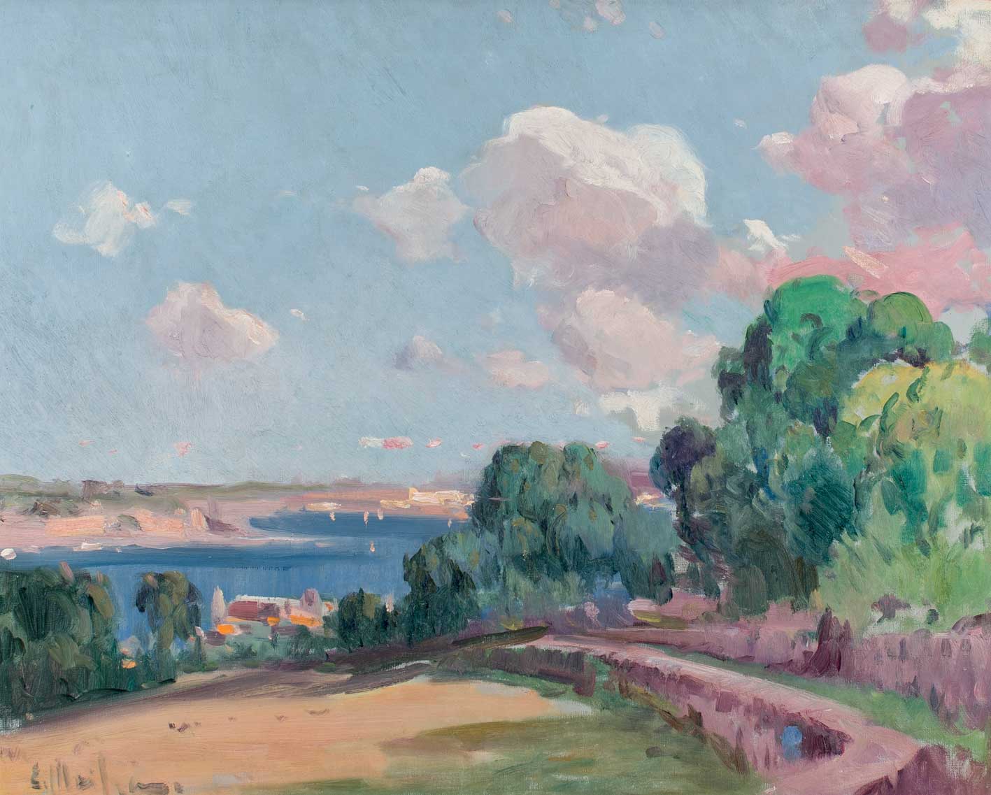 MEIFRÉN, ELISEO (1859 - 1940). "Paisaje". Óleo sobre lienzo. 59 x 74 cm. Firmado E. Meifren en el