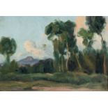 GALWEY Y GARCIA, ENRIQUE (1864 - 1943). "Paisaje". Óleo sobre tablex. 24 x 38 cm. Firmado E.