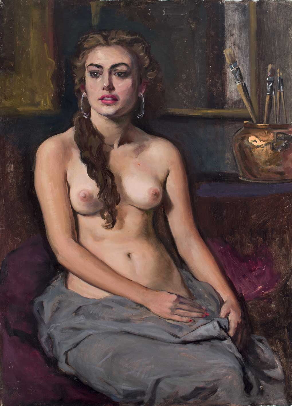 MONTERO MADRAZO, NAZARIO (1883 - 1963). "Desnudo femenino". Óleo sobre lienzo. 110 x 80.