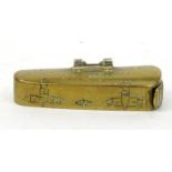 Brass violin case vesta, 4.5cm long : FOR CONDITION REPORTS AND TO BID LIVE VISIT WWW.