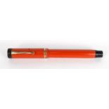 Orange Parker Doufold fountain pen : FOR CONDITION REPORTS AND TO BID LIVE VISIT WWW.