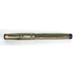 Swan Mabie Todd green lizard skin fountain pen with 14ct gold nib : FOR CONDITION REPORTS AND TO BID