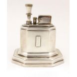 Silver table lighter with engine turned design, RP Ltd, Birmingham 1913, 10cm high : FOR CONDITION