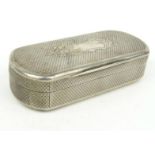 Continental silver snuff box with engine turned decoration, dog's head mark to the interior, 9.5cm