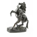 Bronze Marley horse and trainer, signed Coustou, 28cm high : FOR CONDITION REPORTS AND TO BID LIVE
