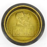 Georgian tortoiseshell commemorative snuff box, the lid with brass inset panel for Napoleon I and