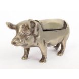 Novelty white metal pig vesta, 7.5cm in length : FOR CONDITION REPORTS AND TO BID LIVE VISIT WWW.