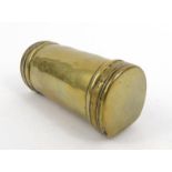 Georgian brass tinder box, 7.5cm long : FOR CONDITION REPORTS AND TO BID LIVE VISIT WWW.