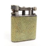 Dunhill silver plated shagreen lighter, patent number 143752 to base, 4.5cm high : FOR CONDITION