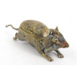 Novelty brass rat vesta marked 'Geschützt', 12.5cm in length : FOR CONDITION REPORTS AND TO BID LIVE