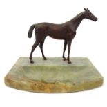 Bronze study of a racehorse on a green alabaster base, 16cm high : FOR CONDITION REPORTS AND TO