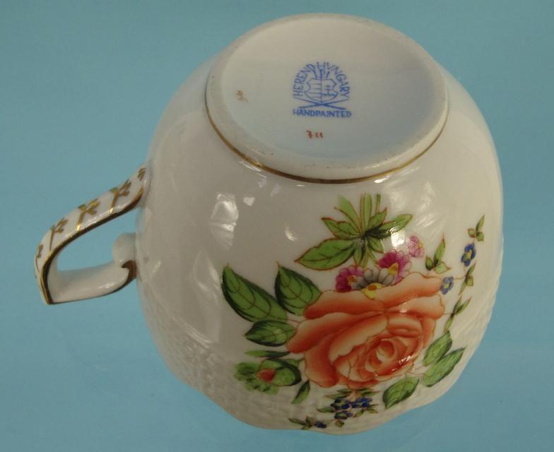 Three Herend hand painted china cups and saucers and a similar example : For Condition Reports - Image 13 of 14