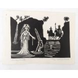 Edward Bawden woodblock print "The lady of the lake" (A gift to Betty Swanwick) (This lot was part