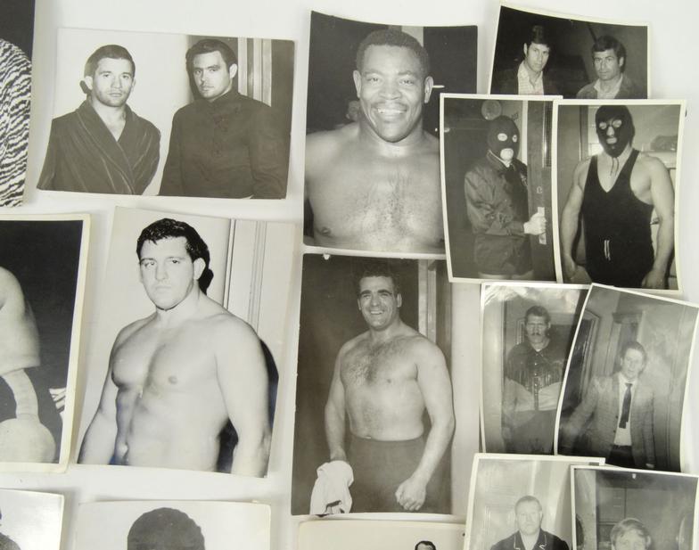 Selection of black and white wrestling photographs, some with autographs, the largest 26cm x - Image 2 of 3