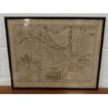 Glazed antique map of Flintshire, 57cm x 45cm : For Condition Reports please visit www.