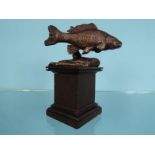 Bronzed carp trophy, 13cm high : For Condition Reports please visit www.eastbourneauction.com