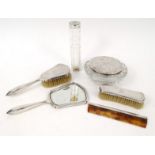 Matched silver six piece dressing table set : For Condition Reports please visit www.