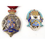 Selection of silver and enamel Masonic jewels, together with a silver Gratitude medal, the largest