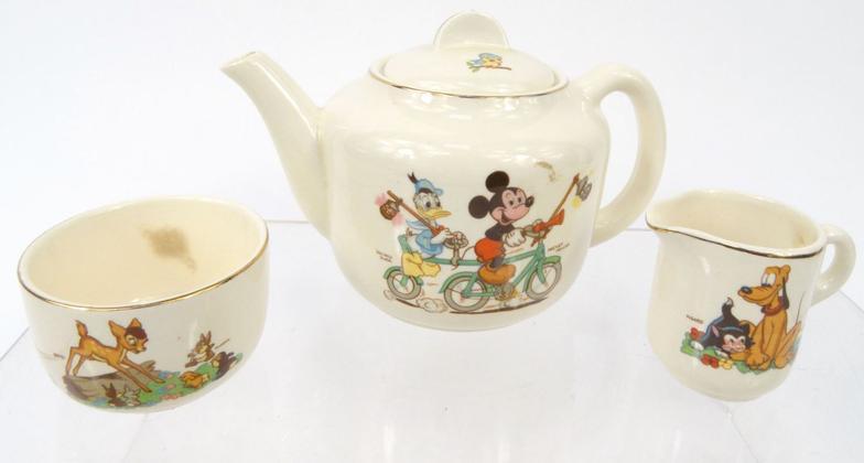 Boxed Beswick Disney childs teaset, printed with views of Mickey Mouse, Donald Duck, Bambi, etc, - Image 5 of 13