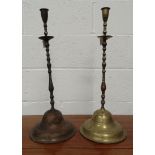 Pair of large brass candlesticks, 55cm high : For Condition Reports please visit www.