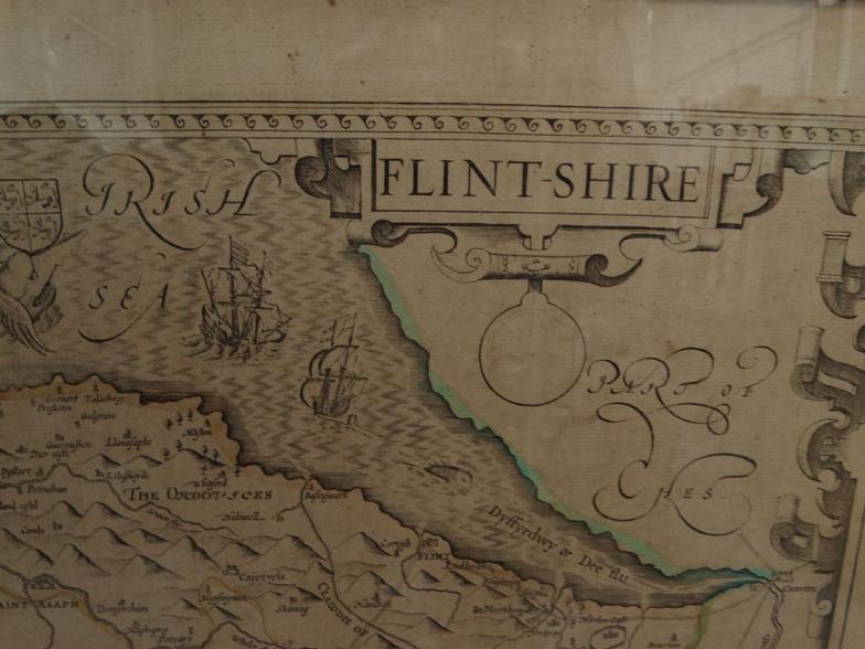 Glazed antique map of Flintshire, 57cm x 45cm : For Condition Reports please visit www. - Image 2 of 4