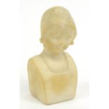 A. Fossi? alabaster bust of a young child, 13cm high : For Condition Reports please visit www.