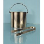 Arne Jacobsen Stelten Cylinda ice bucket and tongs : For Condition Reports please visit www.