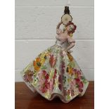 Large Italian pottery table lamp of a dancer : For Condition Reports please visit www.