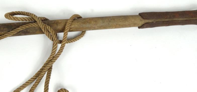 19th Century whaling harpoon with wooden shaft, 123cm long : For Condition Reports please visit - Image 2 of 3