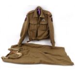 World War II British military interest jacket and trousers : For Condition Reports please visit