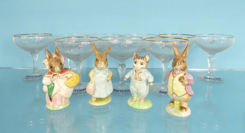Four Beswick Beatrix Potter figures and a set of six Babycham glasses : For Condition Reports please - Image 5 of 53