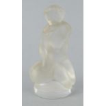 Lalique frosted glass nude lady and swan statue, etched 'Lalique' mark to base, 11cm high : For