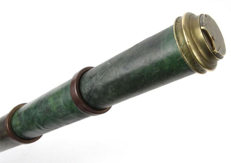 Victorian Dolland of London brass three drawer telescope with shagreen grip, 26cm long when closed : - Image 3 of 3