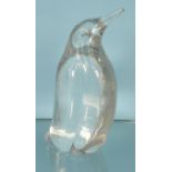 Whitefriars Boffo clear glass penguin, 16cm high : For Condition Reports please visit www.