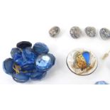 Collection of glass and ceramic buttons including a butterfly example, the largest 2cm diameter :