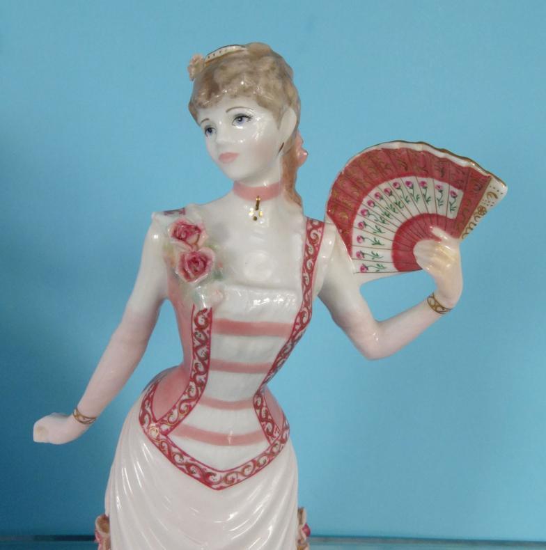 Large Coalport china figurine - Olivia, and a Royal Worcester china figurine - The Painted Fan, - Image 3 of 6