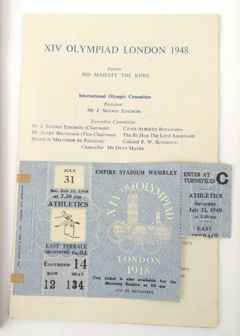 1948 Olympic Stadium ticket for athletics, together with a programme and some Olympic Official Games - Image 3 of 3