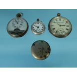 Two gentleman's silver cased pocket watches and a lady's silver cased pocket watch : For Condition