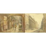 Wilfred R. Wood - Watercolour of St James London street scene, together with The British Institute