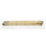 Ivory and brass folding ruler, 11.5cm long when folded : For Condition Reports please visit www.