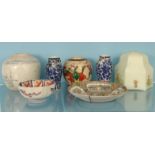 Collection of oriental china including pair of vases, ginger jars, etc, together with a glass