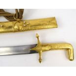 Saudi Arabian presentation sword inset with pearls and housed in a wooden red velvet lined box, 96cm